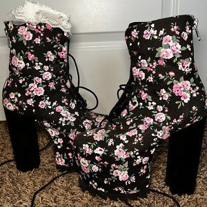 Dolls Kill Floral Platform Boots